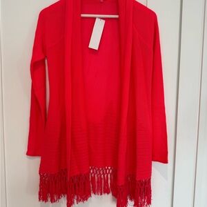 Lilly Pulitzer red tassel cardigan size xs new without tags